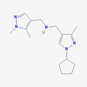 molecular formula C16H25N5 B11745234 [(1-cyclopentyl-3-methyl-1H-pyrazol-4-yl)methyl][(1,5-dimethyl-1H-pyrazol-4-yl)methyl]amine 