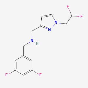 molecular formula C13H13F4N3 B11745256 {[1-(2,2-difluoroethyl)-1H-pyrazol-3-yl]methyl}[(3,5-difluorophenyl)methyl]amine 