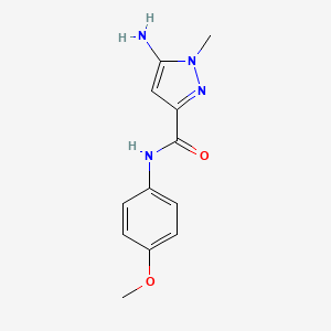 molecular formula C12H14N4O2 B11745266 5-amino-N-(4-methoxyphenyl)-1-methyl-1H-pyrazole-3-carboxamide 