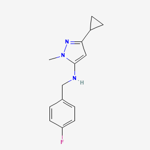 molecular formula C14H16FN3 B11745277 3-cyclopropyl-N-(4-fluorobenzyl)-1-methyl-1H-pyrazol-5-amine 