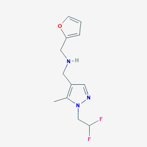 molecular formula C12H15F2N3O B11745285 {[1-(2,2-difluoroethyl)-5-methyl-1H-pyrazol-4-yl]methyl}[(furan-2-yl)methyl]amine 