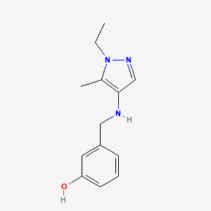 molecular formula C13H17N3O B11745349 3-{[(1-ethyl-5-methyl-1H-pyrazol-4-yl)amino]methyl}phenol 