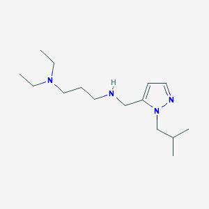 molecular formula C15H30N4 B11745353 [3-(diethylamino)propyl]({[1-(2-methylpropyl)-1H-pyrazol-5-yl]methyl})amine 