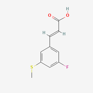 molecular formula C10H9FO2S B11745440 (E)-3-(3-Fluoro-5-(methylthio)phenyl)acrylic acid 