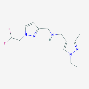 molecular formula C13H19F2N5 B11745473 {[1-(2,2-difluoroethyl)-1H-pyrazol-3-yl]methyl}[(1-ethyl-3-methyl-1H-pyrazol-4-yl)methyl]amine 