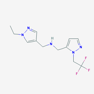 molecular formula C12H16F3N5 B11745499 [(1-ethyl-1H-pyrazol-4-yl)methyl]({[1-(2,2,2-trifluoroethyl)-1H-pyrazol-5-yl]methyl})amine 