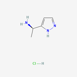 molecular formula C5H10ClN3 B11745509 (R)-1-(1H-Pyrazol-3-yl)ethanamine HCL 