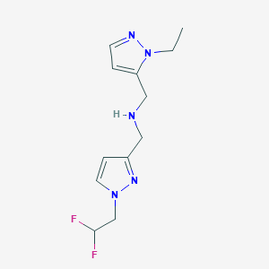 molecular formula C12H17F2N5 B11745518 {[1-(2,2-difluoroethyl)-1H-pyrazol-3-yl]methyl}[(1-ethyl-1H-pyrazol-5-yl)methyl]amine 