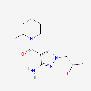 molecular formula C12H18F2N4O B11745528 1-(2,2-difluoroethyl)-4-(2-methylpiperidine-1-carbonyl)-1H-pyrazol-3-amine 