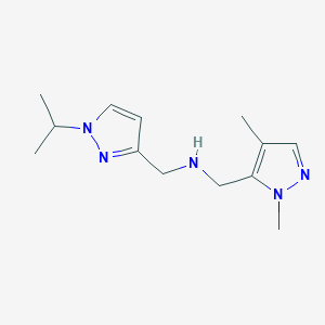 molecular formula C13H21N5 B11745662 [(1,4-dimethyl-1H-pyrazol-5-yl)methyl]({[1-(propan-2-yl)-1H-pyrazol-3-yl]methyl})amine 