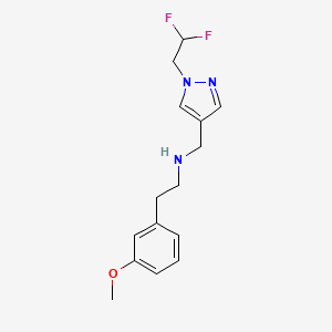 molecular formula C15H19F2N3O B11745741 {[1-(2,2-difluoroethyl)-1H-pyrazol-4-yl]methyl}[2-(3-methoxyphenyl)ethyl]amine 