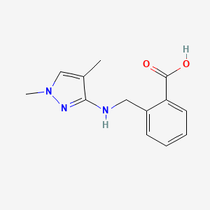 molecular formula C13H15N3O2 B11745875 2-{[(1,4-dimethyl-1H-pyrazol-3-yl)amino]methyl}benzoic acid CAS No. 1855947-36-2