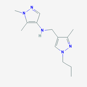 molecular formula C13H21N5 B11745883 1,5-dimethyl-N-[(3-methyl-1-propyl-1H-pyrazol-4-yl)methyl]-1H-pyrazol-4-amine CAS No. 1855937-60-8