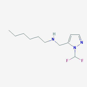 molecular formula C11H19F2N3 B11745931 {[1-(difluoromethyl)-1H-pyrazol-5-yl]methyl}(hexyl)amine 