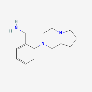 molecular formula C14H21N3 B11745946 1-(2-Hexahydropyrrolo[1,2-A]pyrazin-2(1H)-ylphenyl)methanamine 