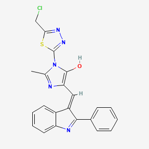 4H-Imidazol-4-one, 3,5-dihydro-3-(5-(chloromethyl)-1,3,4-thiadiazol-2-yl)-2-methyl-5-((2-phenyl-1H-indol-3-yl)methylene)-