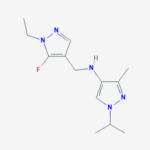 molecular formula C13H20FN5 B11746060 N-[(1-ethyl-5-fluoro-1H-pyrazol-4-yl)methyl]-3-methyl-1-(propan-2-yl)-1H-pyrazol-4-amine CAS No. 1856088-56-6