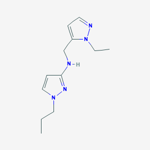 molecular formula C12H19N5 B11746074 N-[(1-Ethyl-1H-pyrazol-5-YL)methyl]-1-propyl-1H-pyrazol-3-amine 