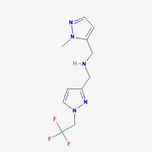 molecular formula C11H14F3N5 B11746078 [(1-methyl-1H-pyrazol-5-yl)methyl]({[1-(2,2,2-trifluoroethyl)-1H-pyrazol-3-yl]methyl})amine 