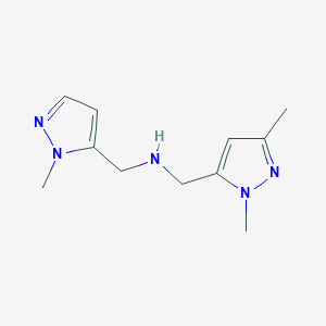 molecular formula C11H17N5 B11746097 [(1,3-dimethyl-1H-pyrazol-5-yl)methyl][(1-methyl-1H-pyrazol-5-yl)methyl]amine 