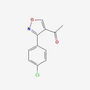 molecular formula C11H8ClNO2 B11746152 1-[3-(4-Chlorophenyl)-1,2-oxazol-4-yl]ethan-1-one CAS No. 129144-38-3