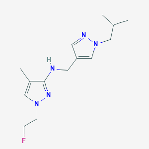 molecular formula C14H22FN5 B11746181 1-(2-fluoroethyl)-4-methyl-N-{[1-(2-methylpropyl)-1H-pyrazol-4-yl]methyl}-1H-pyrazol-3-amine 