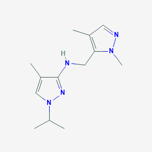 molecular formula C13H21N5 B11746189 N-[(1,4-dimethyl-1H-pyrazol-5-yl)methyl]-4-methyl-1-(propan-2-yl)-1H-pyrazol-3-amine 