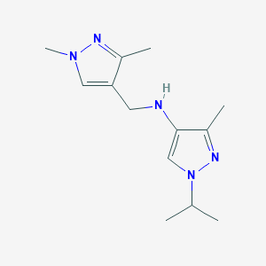 molecular formula C13H21N5 B11746288 N-[(1,3-dimethyl-1H-pyrazol-4-yl)methyl]-3-methyl-1-(propan-2-yl)-1H-pyrazol-4-amine 