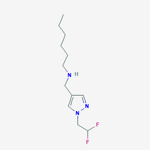 molecular formula C12H21F2N3 B11746311 {[1-(2,2-difluoroethyl)-1H-pyrazol-4-yl]methyl}(hexyl)amine 