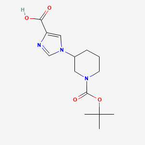 molecular formula C14H21N3O4 B11746345 1-{1-[(tert-butoxy)carbonyl]piperidin-3-yl}-1H-imidazole-4-carboxylic acid CAS No. 1909305-23-2