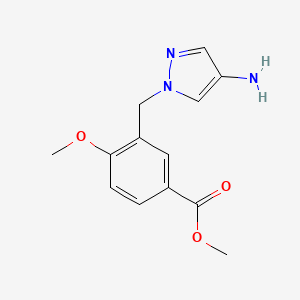 molecular formula C13H15N3O3 B11746357 methyl 3-[(4-amino-1H-pyrazol-1-yl)methyl]-4-methoxybenzoate 