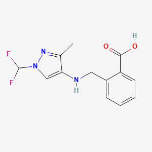 molecular formula C13H13F2N3O2 B11746445 2-({[1-(difluoromethyl)-3-methyl-1H-pyrazol-4-yl]amino}methyl)benzoic acid 