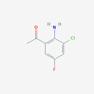 molecular formula C8H7ClFNO B11746466 1-(2-Amino-3-chloro-5-fluorophenyl)ethanone 