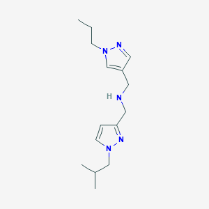 molecular formula C15H25N5 B11746482 {[1-(2-methylpropyl)-1H-pyrazol-3-yl]methyl}[(1-propyl-1H-pyrazol-4-yl)methyl]amine 