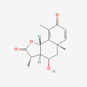 molecular formula C15H18O4 B11746489 (3S,3aR,4S,5aR,9bS)-4-hydroxy-3,5a,9-trimethyl-2H,3H,3aH,4H,5H,5aH,8H,9bH-naphtho[1,2-b]furan-2,8-dione 