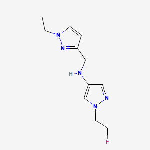 molecular formula C11H16FN5 B11746568 N-[(1-ethyl-1H-pyrazol-3-yl)methyl]-1-(2-fluoroethyl)-1H-pyrazol-4-amine 