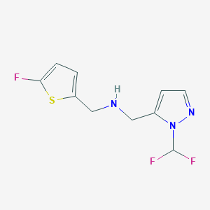 molecular formula C10H10F3N3S B11746579 {[1-(difluoromethyl)-1H-pyrazol-5-yl]methyl}[(5-fluorothiophen-2-yl)methyl]amine 