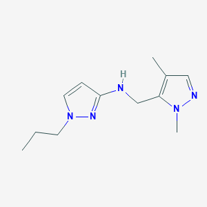 molecular formula C12H19N5 B11746616 N-[(1,4-dimethyl-1H-pyrazol-5-yl)methyl]-1-propyl-1H-pyrazol-3-amine 