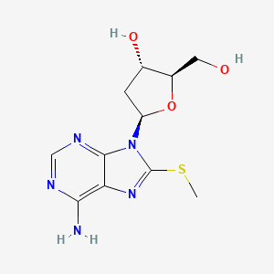 molecular formula C11H15N5O3S B11746631 (2R,3S,5R)-5-(6-amino-8-methylsulfanylpurin-9-yl)-2-(hydroxymethyl)oxolan-3-ol 