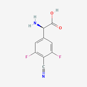 molecular formula C9H6F2N2O2 B11746665 (2R)-2-amino-2-(4-cyano-3,5-difluorophenyl)acetic acid 