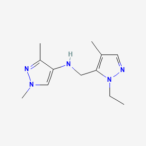 molecular formula C12H19N5 B11746701 N-[(1-ethyl-4-methyl-1H-pyrazol-5-yl)methyl]-1,3-dimethyl-1H-pyrazol-4-amine 