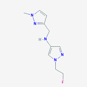 molecular formula C10H14FN5 B11746718 1-(2-fluoroethyl)-N-[(1-methyl-1H-pyrazol-3-yl)methyl]-1H-pyrazol-4-amine 