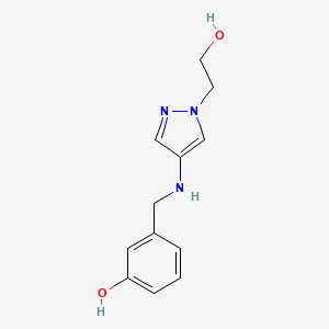 molecular formula C12H15N3O2 B11746728 3-({[1-(2-hydroxyethyl)-1H-pyrazol-4-yl]amino}methyl)phenol 