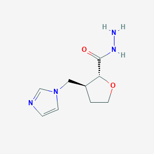 molecular formula C9H14N4O2 B11746751 (2R,3S)-3-[(1H-imidazol-1-yl)methyl]oxolane-2-carbohydrazide 