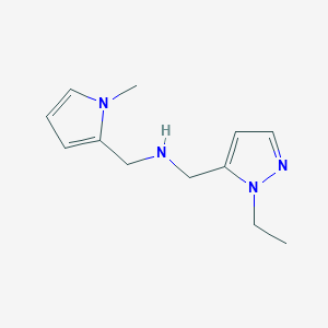 molecular formula C12H18N4 B11746791 [(1-ethyl-1H-pyrazol-5-yl)methyl][(1-methyl-1H-pyrrol-2-yl)methyl]amine 