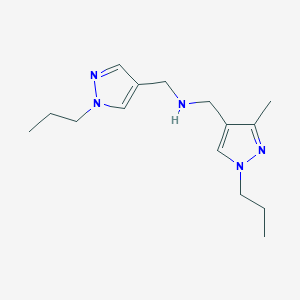 molecular formula C15H25N5 B11746836 [(3-methyl-1-propyl-1H-pyrazol-4-yl)methyl][(1-propyl-1H-pyrazol-4-yl)methyl]amine CAS No. 1856050-87-7