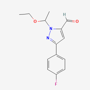 1-(1-Ethoxyethyl)-3-(4-fluorophenyl)-1H-pyrazole-5-carbaldehyde