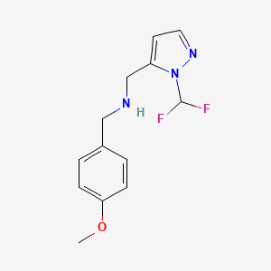 molecular formula C13H15F2N3O B11746886 {[1-(difluoromethyl)-1H-pyrazol-5-yl]methyl}[(4-methoxyphenyl)methyl]amine 