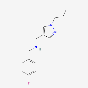 molecular formula C14H18FN3 B11746966 [(4-fluorophenyl)methyl][(1-propyl-1H-pyrazol-4-yl)methyl]amine CAS No. 1856079-75-8