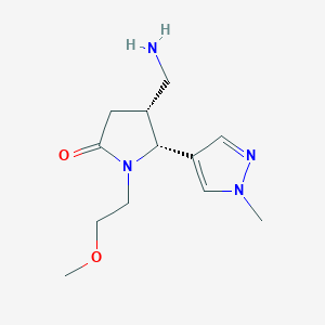 molecular formula C12H20N4O2 B11747010 (4R,5R)-4-(aminomethyl)-1-(2-methoxyethyl)-5-(1-methyl-1H-pyrazol-4-yl)pyrrolidin-2-one 